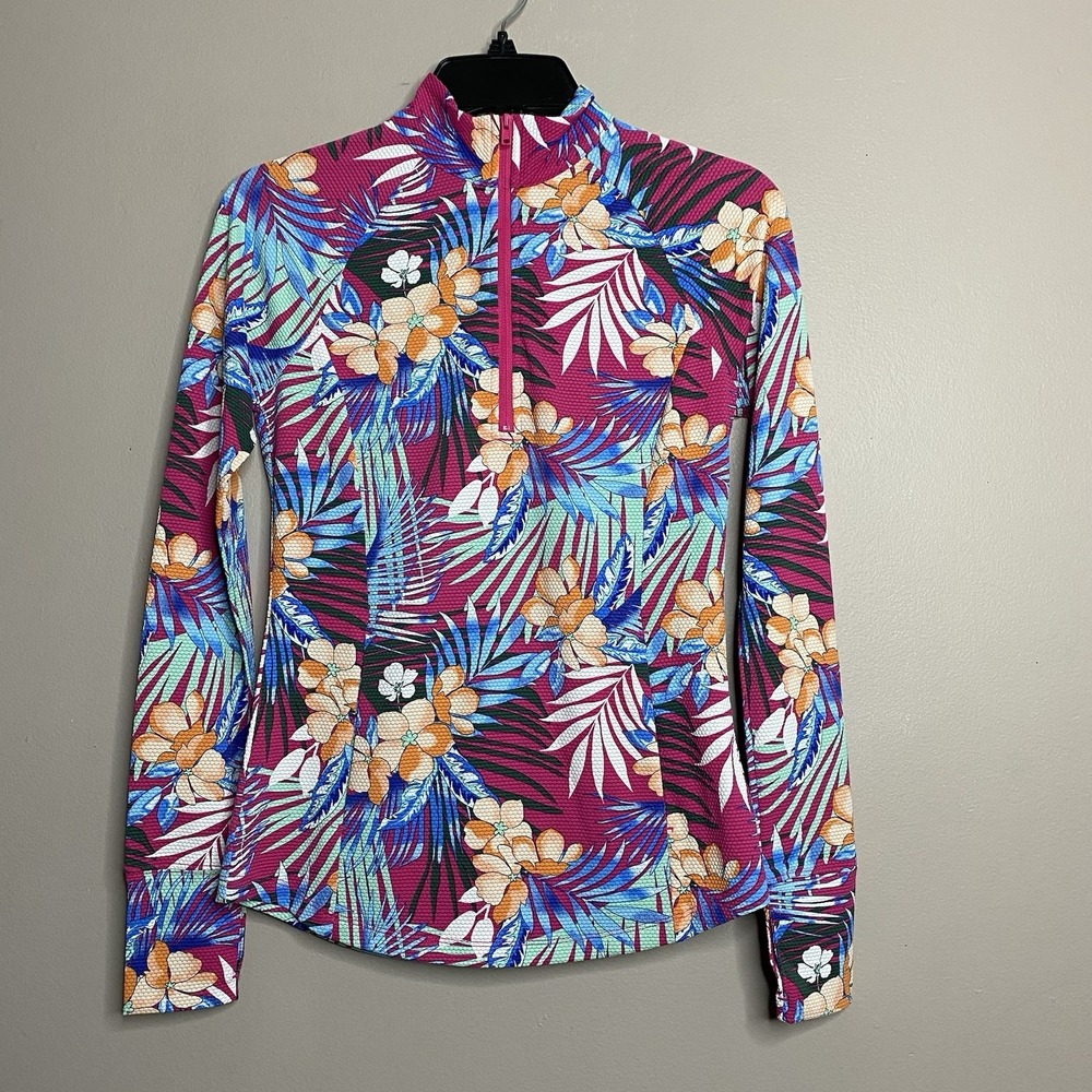 Tommy Bahama Women‎ Sz XS Golf  Tennis  Jacket Floral 1/4 Zip Long Sleeve UPF 50 - Picture 2 of 13